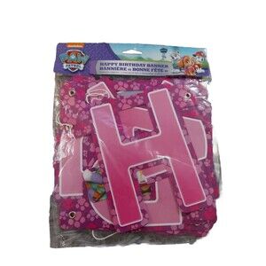 Paw Patrol Happy Birthday Banner .6.59 Ft. Girls Pink Purple Party Favors New